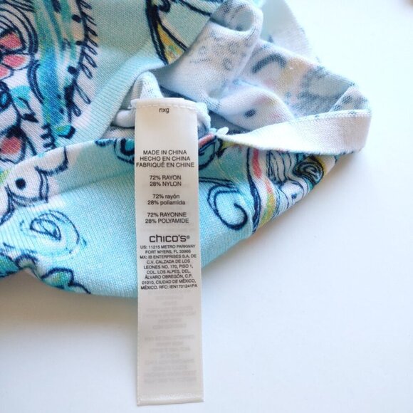 NEW Chico's Floral Paisley Top Lightweight Knit 3/4 Sleeve Boho Chic Large - Picture 9 of 9